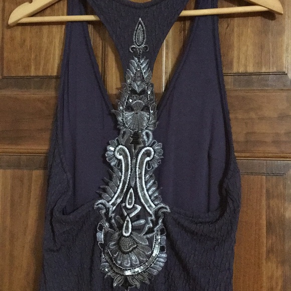 Free People Navy Blue Embellished Midi Dress - Picture 5 of 6